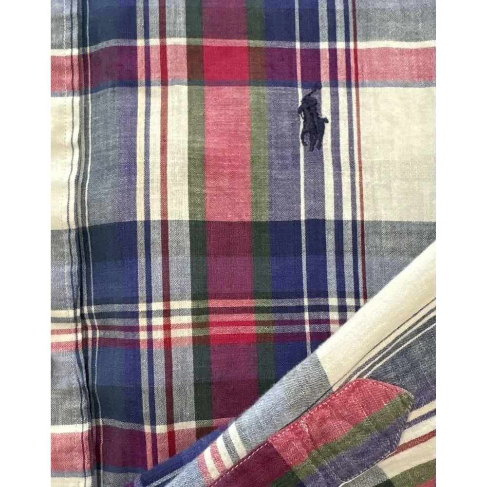 Ralph Lauren XL BLAIRE Men Cotton Blue/pink/green Button Down‎ Shirt EXCELLENT